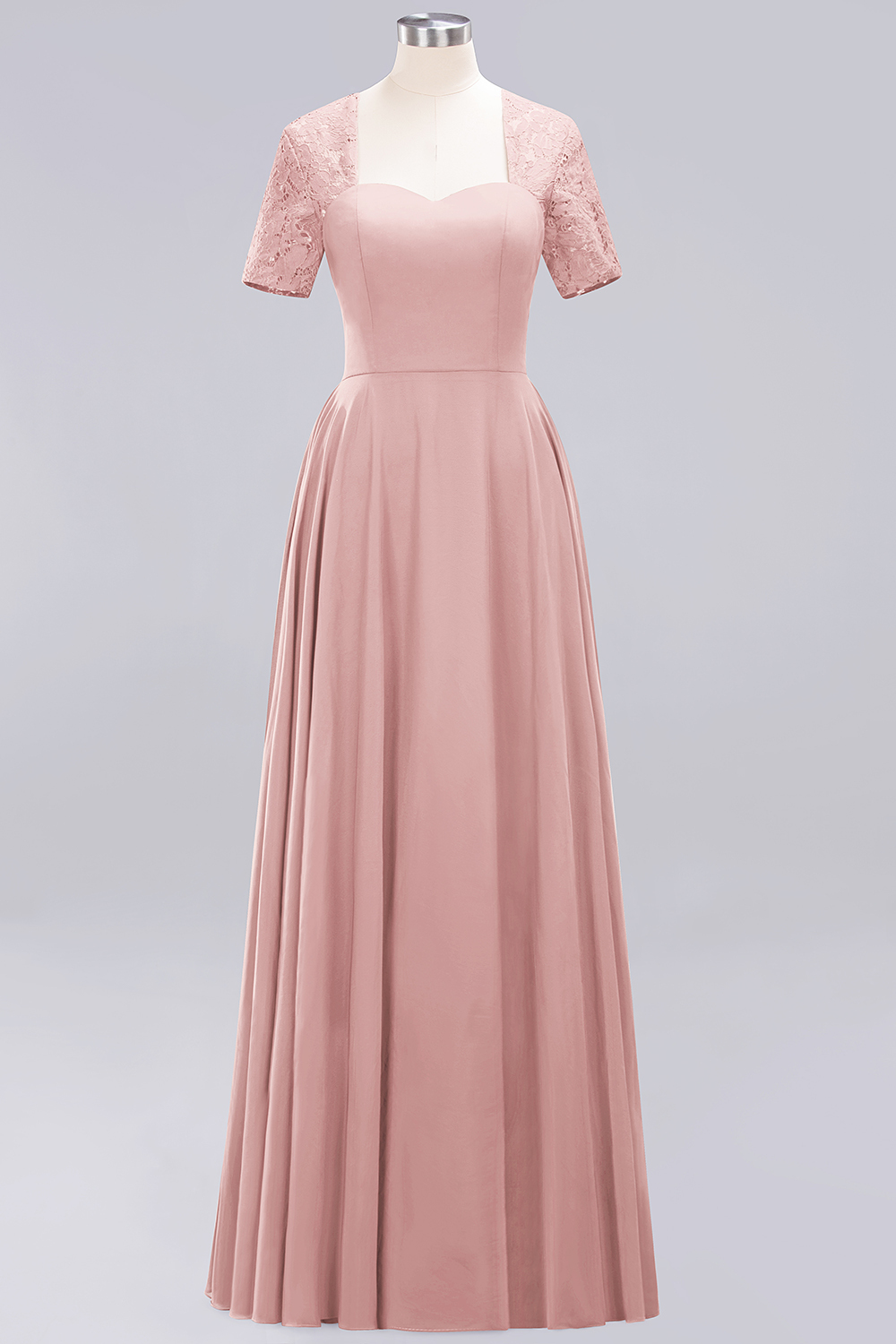 27prom Dark Navy Open-Back Long Bridesmaid Dress With Short Sleeves-27prom