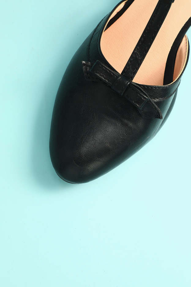 Black Leather Chunky Heels