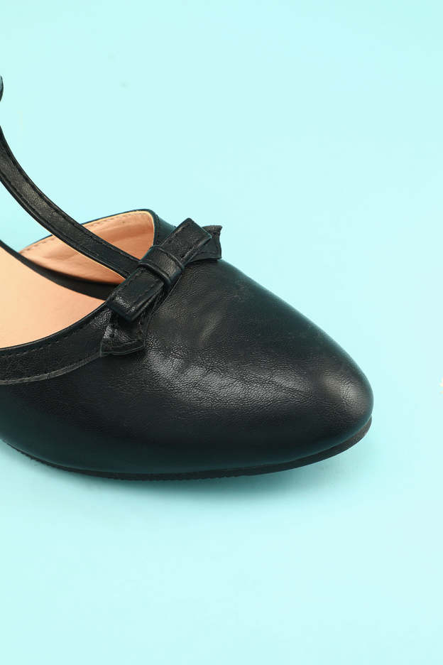 Black Leather Chunky Heels