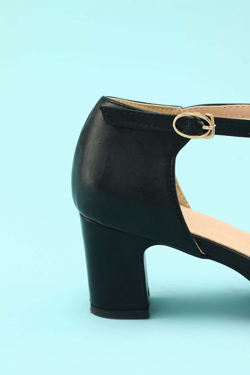 Black Leather Chunky Heels