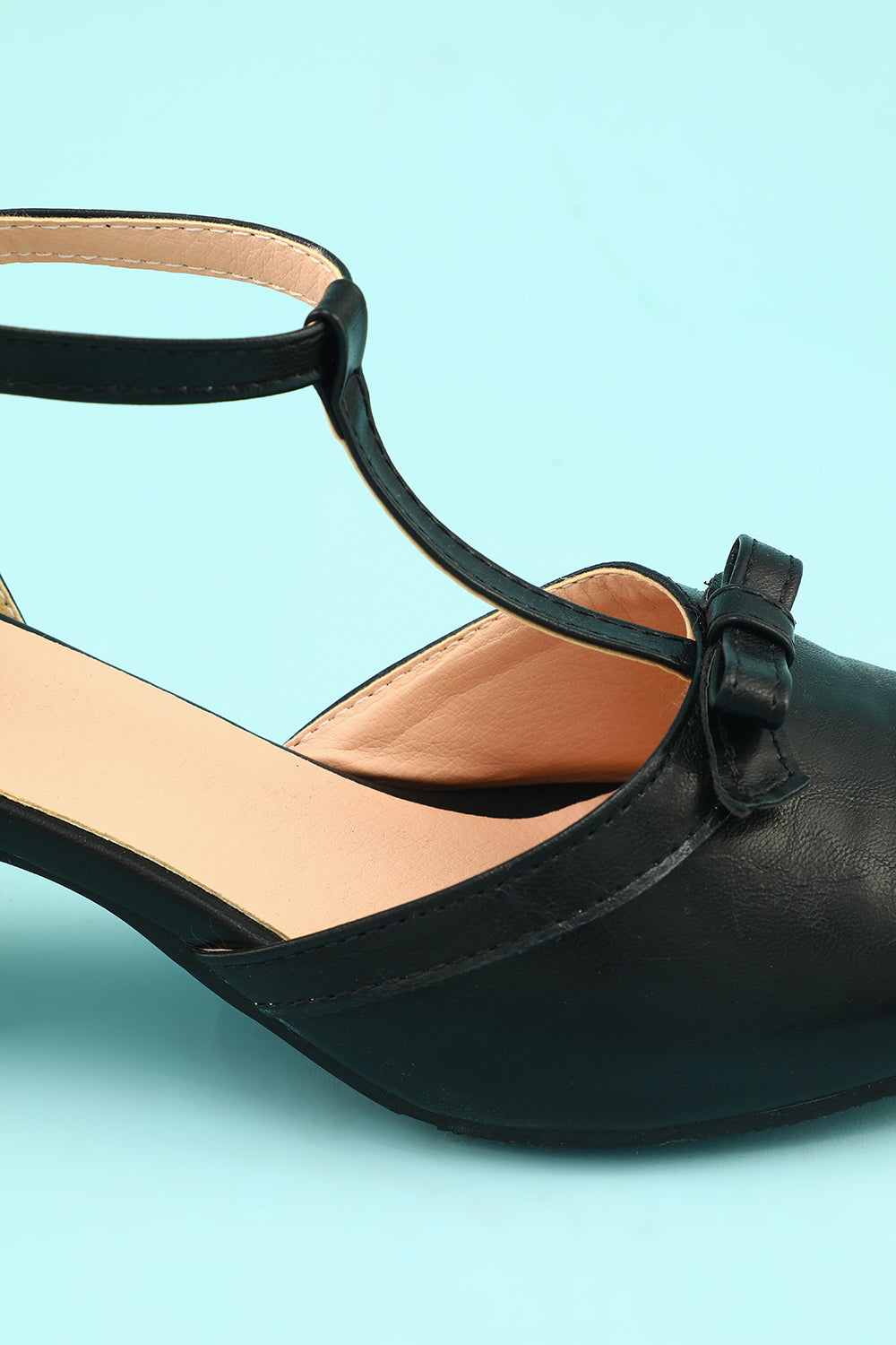 Black Leather Chunky Heels