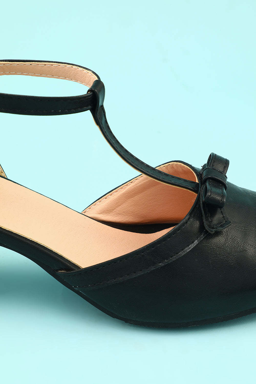 Black Leather Chunky Heels