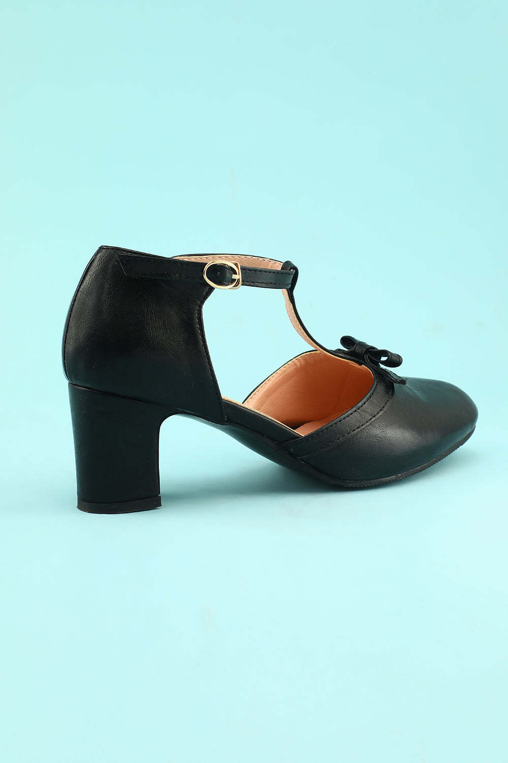 Black Leather Chunky Heels