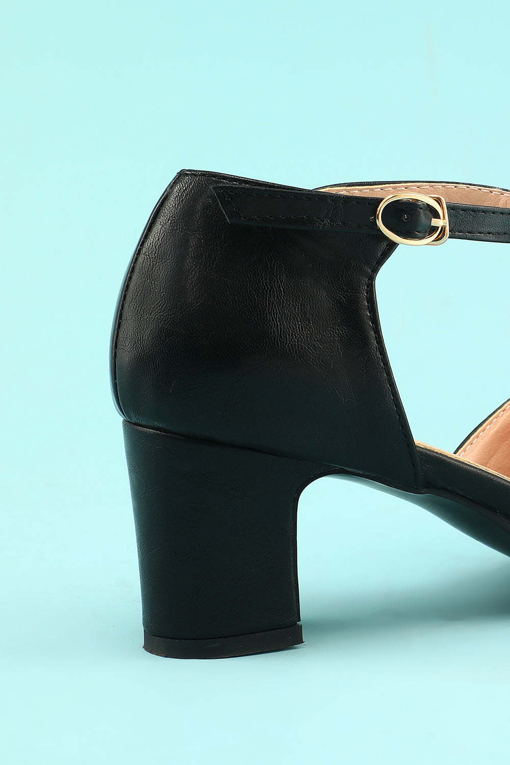 Black Leather Chunky Heels