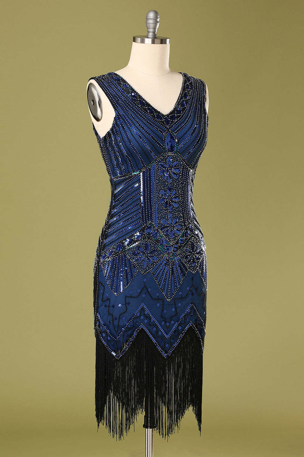 Vintage Blue Sequin Flapper Dress