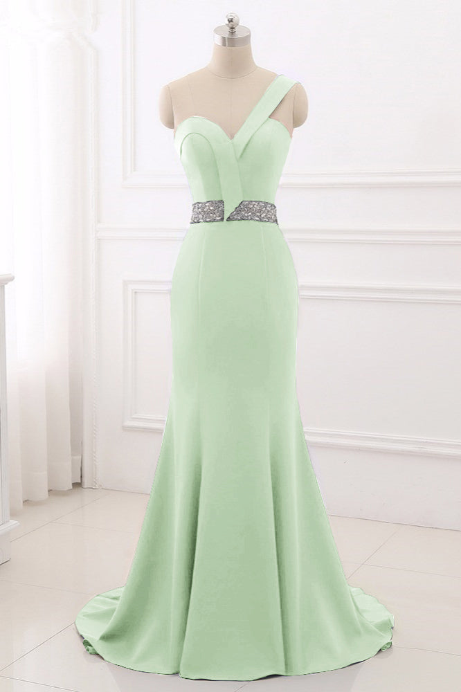 Royal Blue One-Shoulder Prom Dress with Mermaid Long Backless Beaded Design
