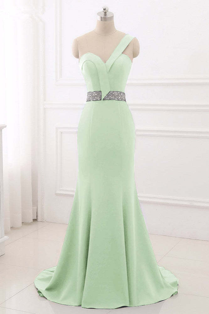 Royal Blue One-Shoulder Prom Dress with Mermaid Long Backless Beaded Design