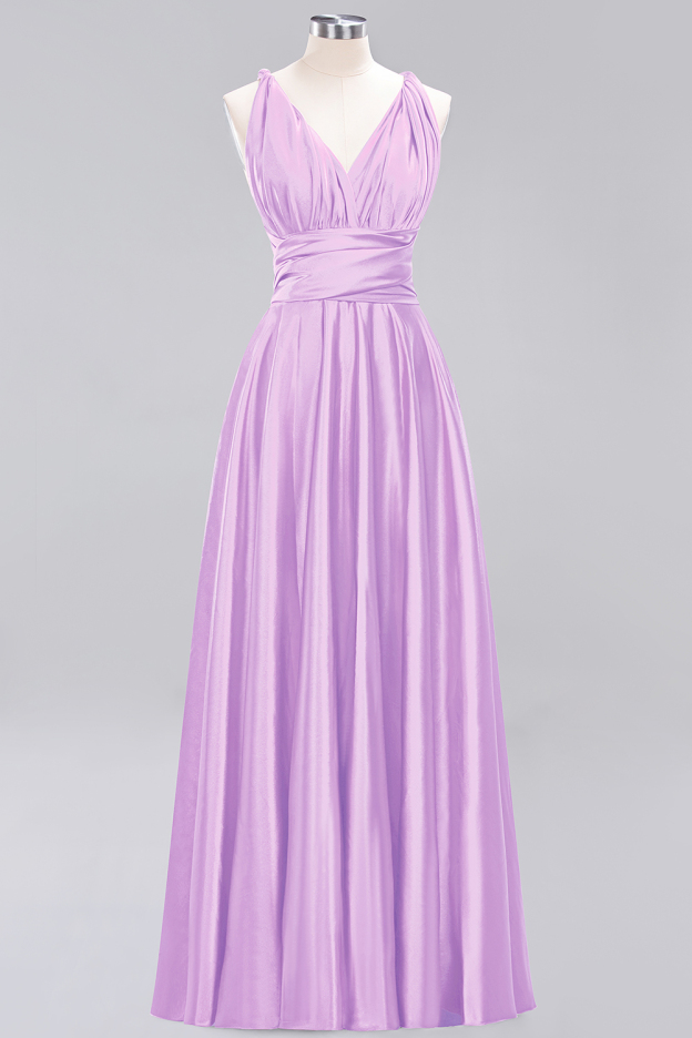 27prom Chic Burgundy Satin Long Bridesmaid Dresses With One Shoulder-27prom