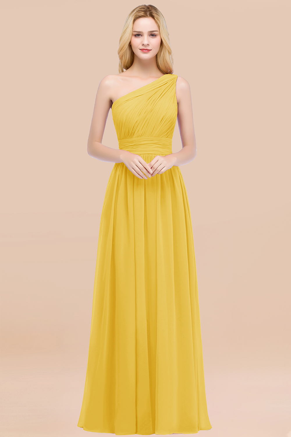 27prom Chic One-shoulder Sleeveless Burgundy Chiffon Bridesmaid Dresses Online-27prom