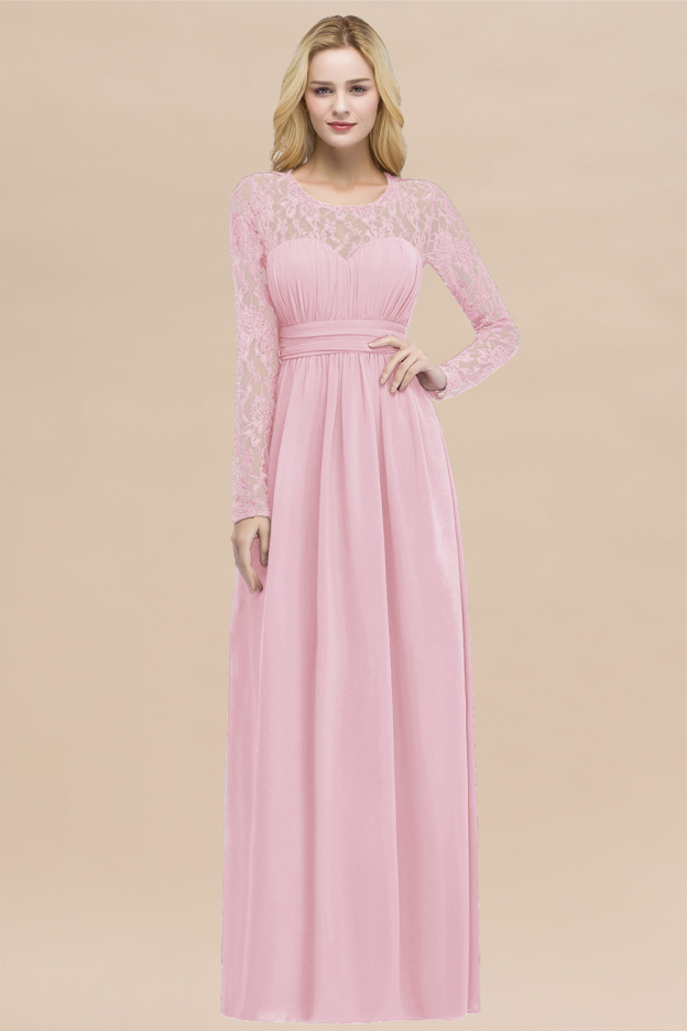 27prom Elegant Lace Burgundy Bridesmaid Dresses Online with Long Sleeves-27prom