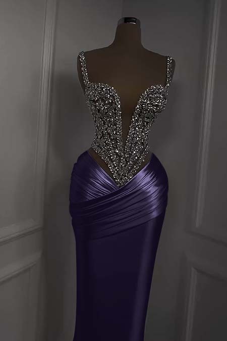 Spaghetti Strap Sweetheart Sleeveless Long Prom Dress With Beading