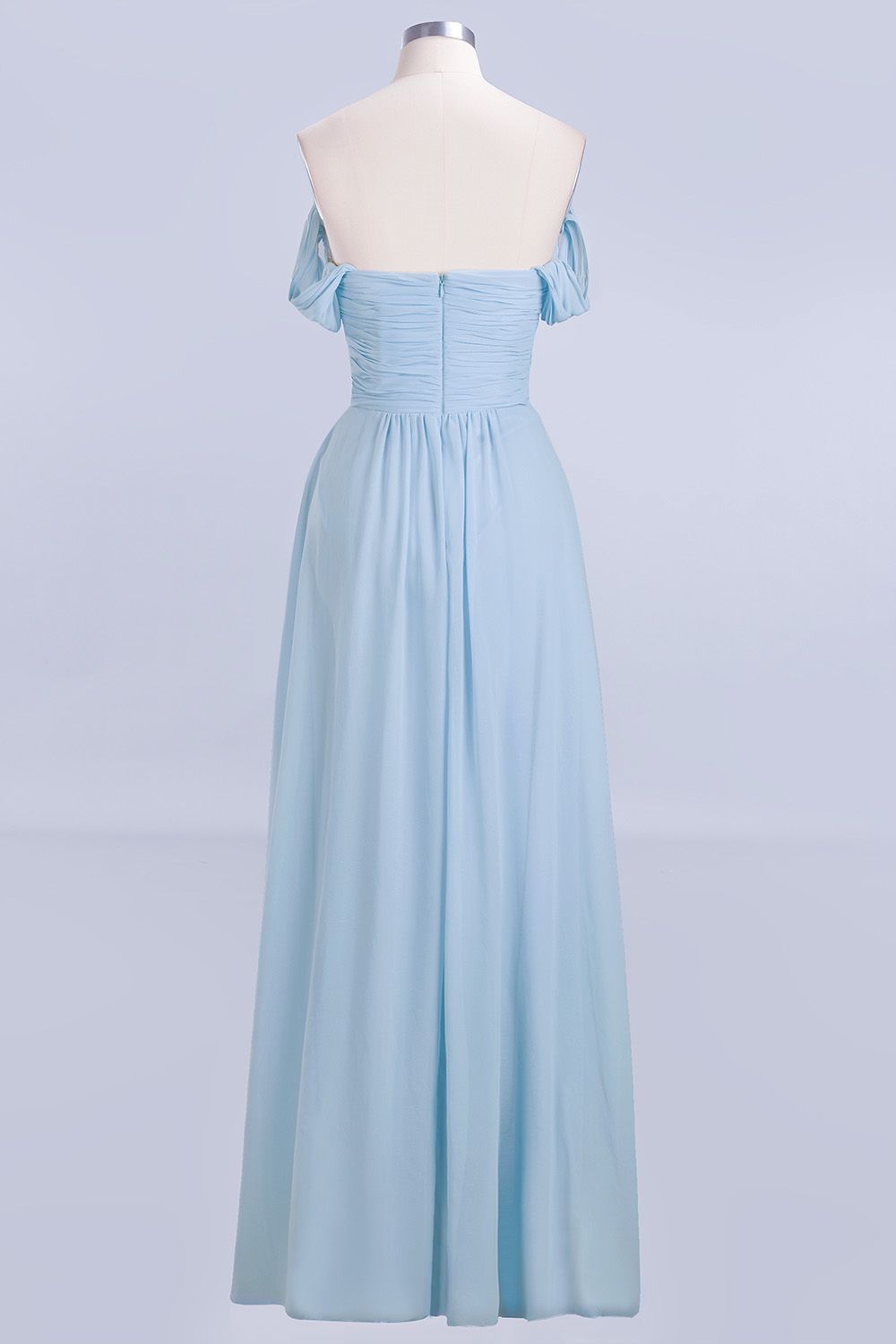 27prom Modest Chiffon Sweetheart Sleeveless Affordable Bridesmaid Dresses with Ruffles-27prom