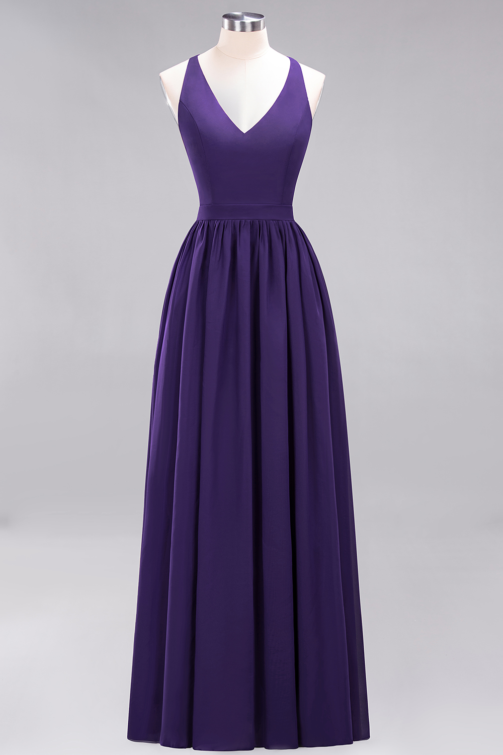 27prom Affordable Chiffon V-Neck Sleeveless Lace Bridesmaid Dress Online-27prom