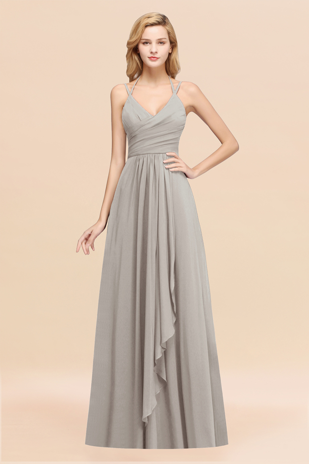 27prom Affordable Chiffon Burgundy Bridesmaid Dress With Spaghetti Straps-27prom