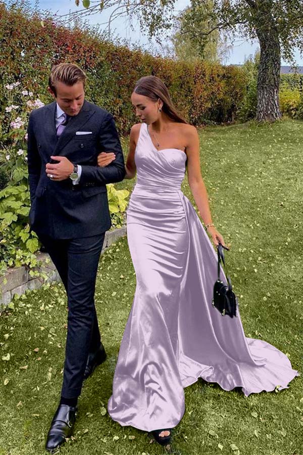 Stunning One Shoulder Sleeveless Dark Green Prom Dress Long With Pleated