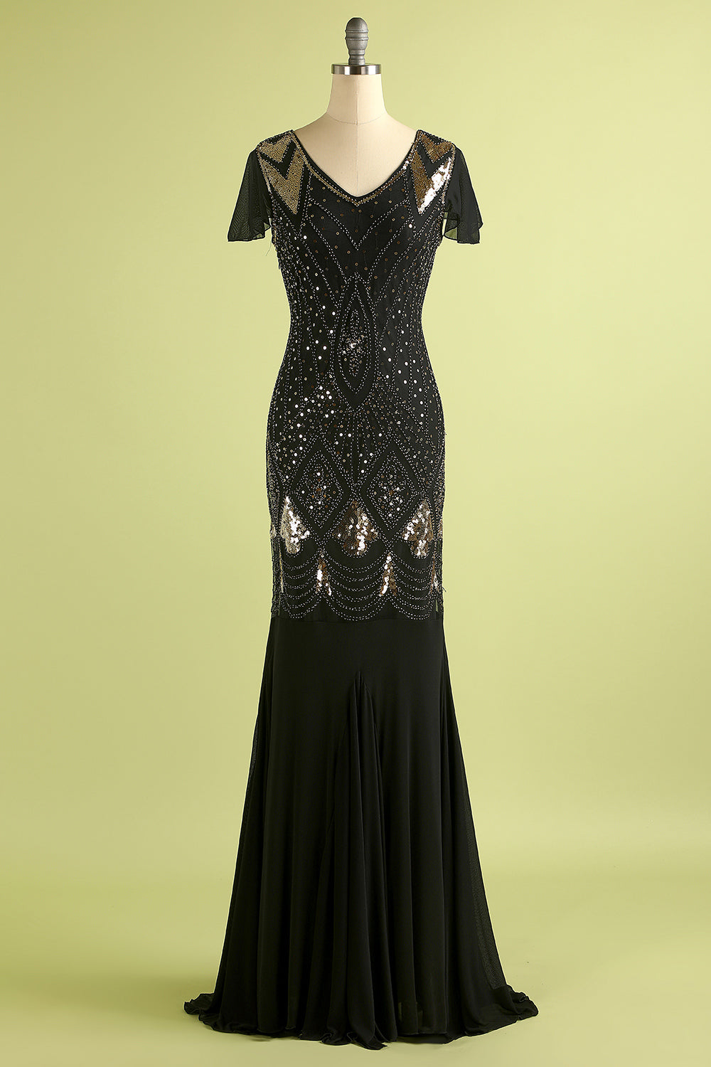 1920s Sequin Flapper Long Dress