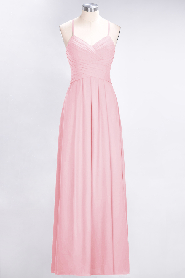 27prom Affordable Spaghetti Straps V-Neck Burgundy Chiffon Bridesmaid Dress with Keyhole Back-27prom