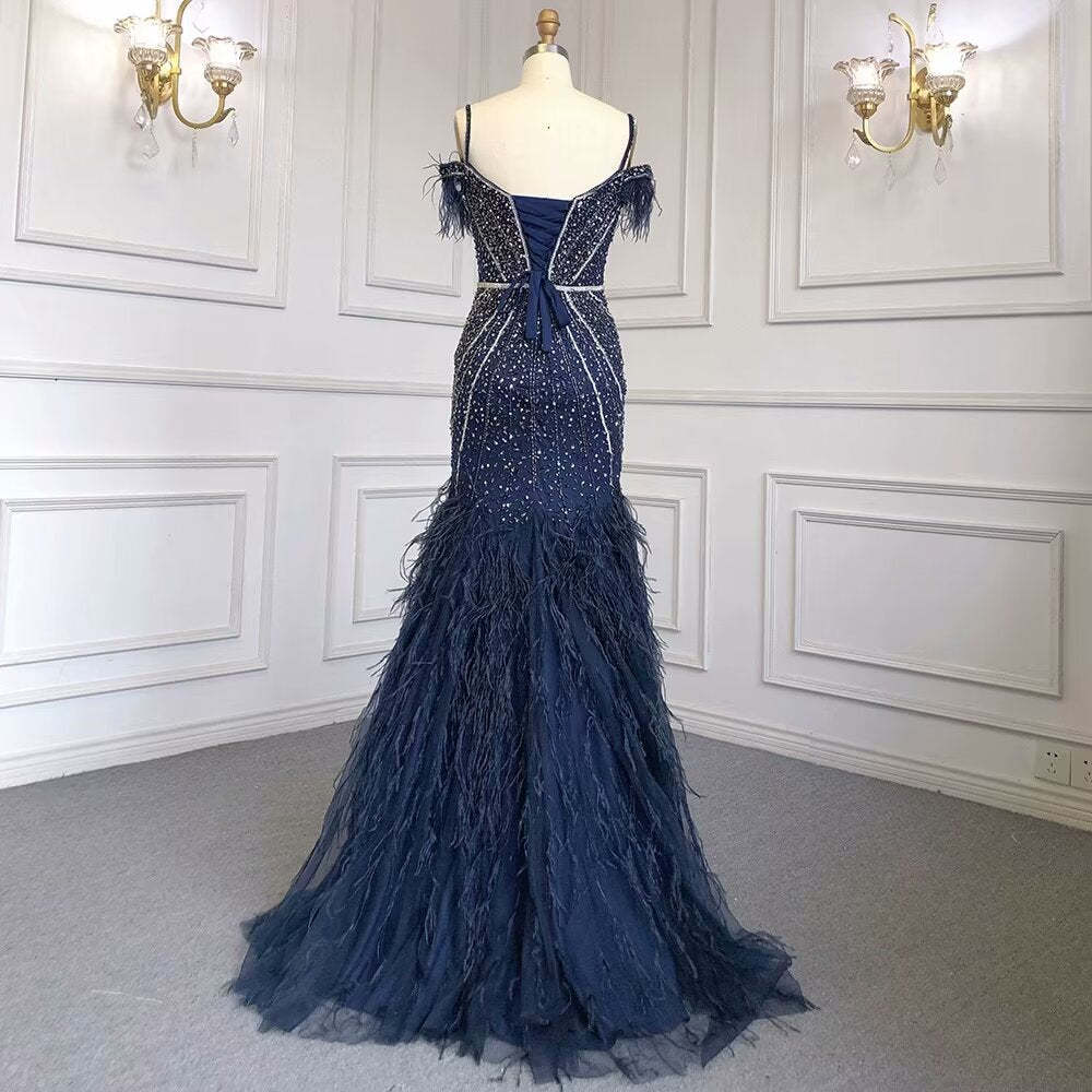 Luxurious Royal Blue Sequin Prom Dress with Long Sleeveless V-Neck A-Line