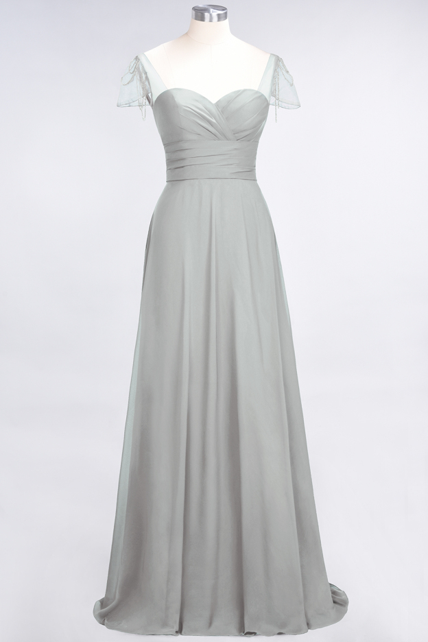 27prom Chic Chiffon Sweetheart Cap-Sleeves Ruffle Bridesmaid Dresses with Beadings-27prom
