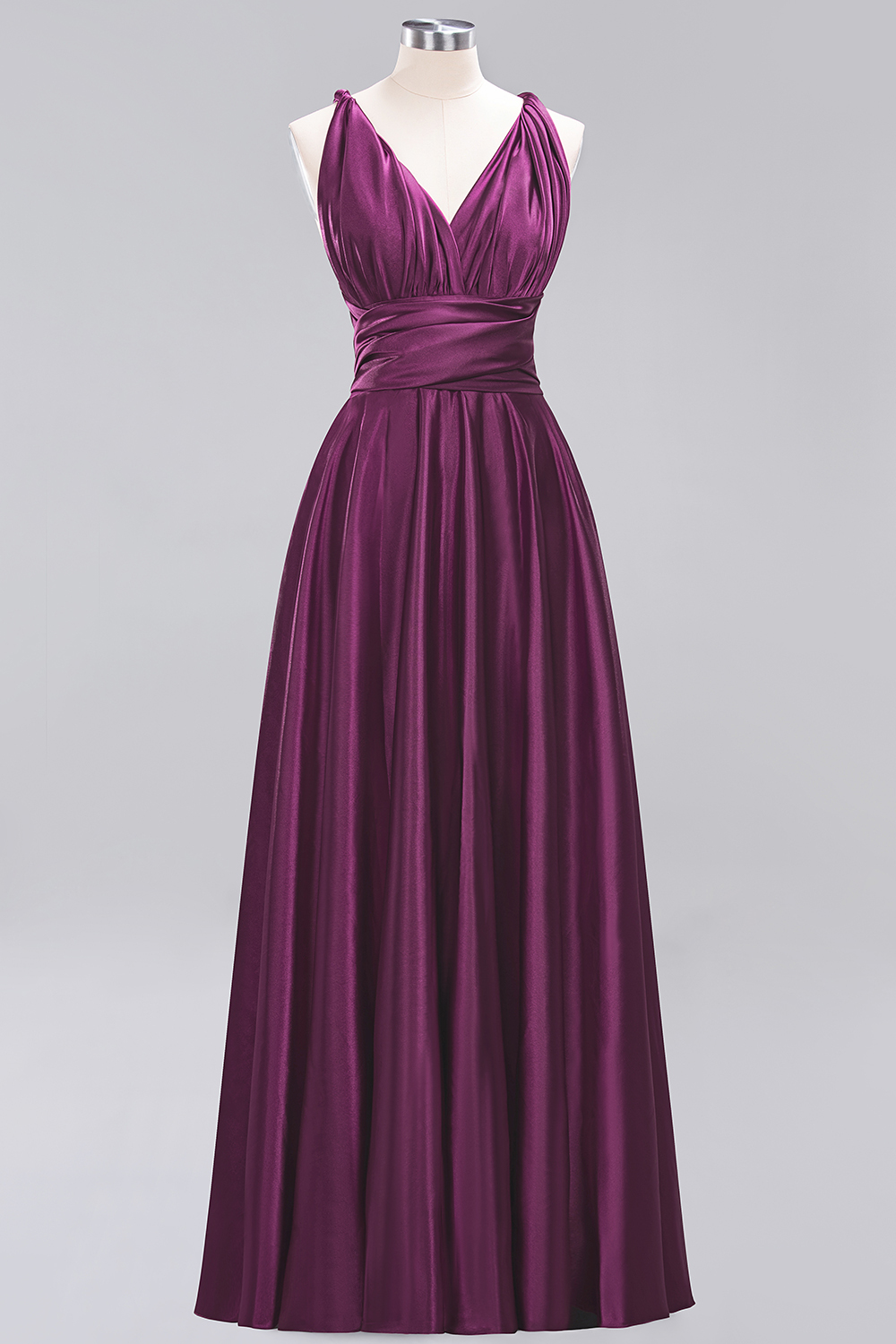 27prom Chic Burgundy Satin Long Bridesmaid Dresses With One Shoulder-27prom