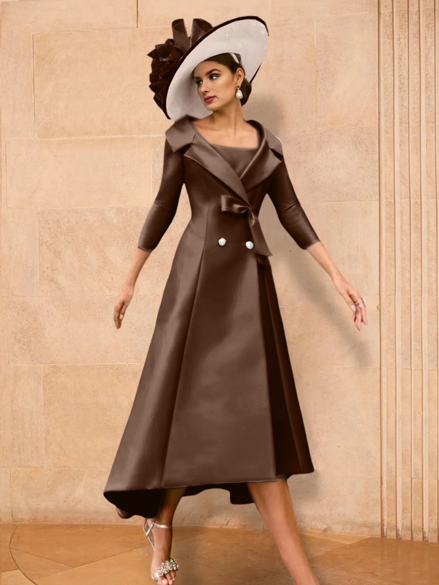 Long-Sleeve A-Line Princess Gown for the Mother of the Bride with Bowknot-27prom