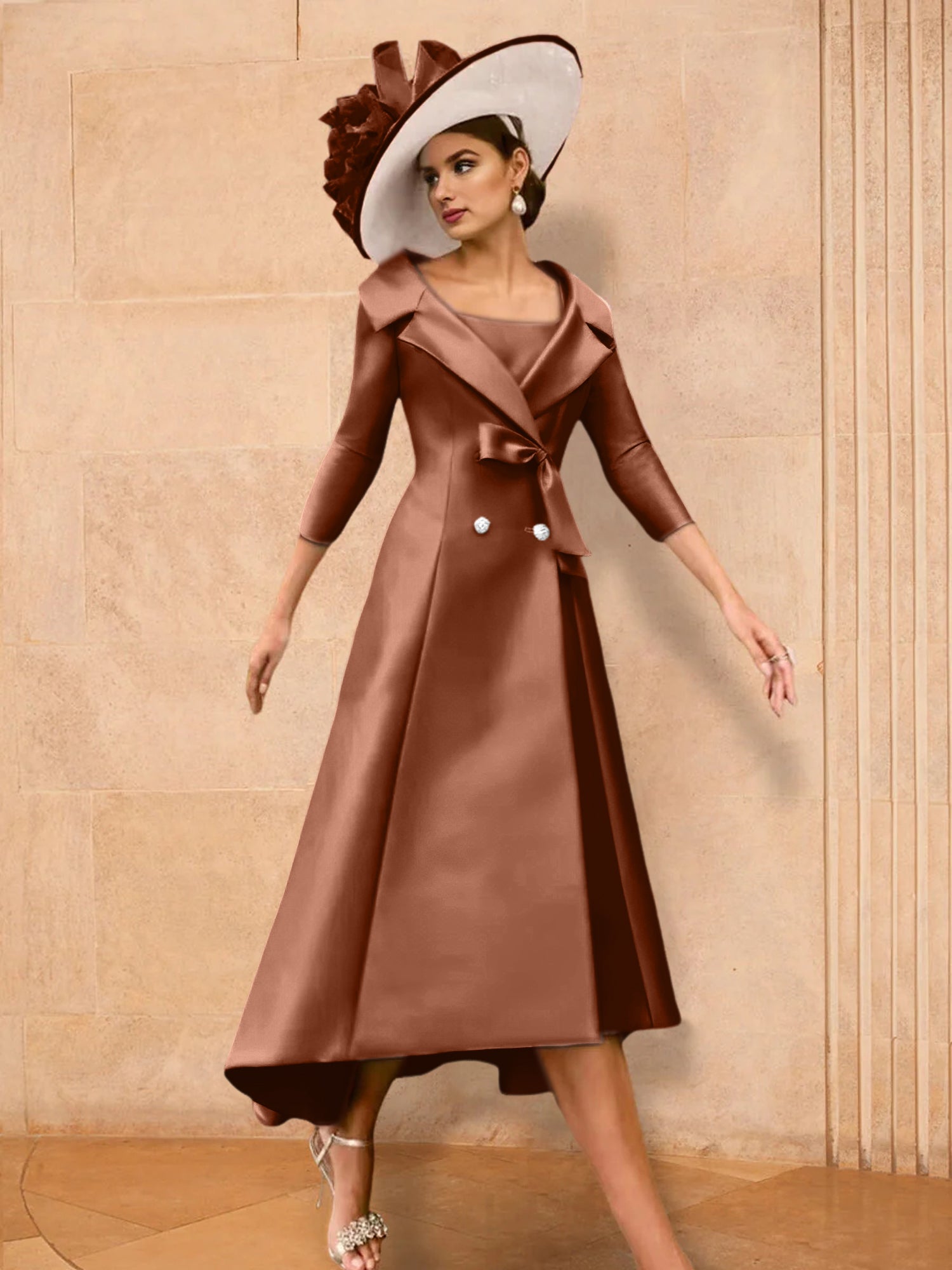 Long-Sleeve A-Line Princess Gown for the Mother of the Bride with Bowknot-27prom