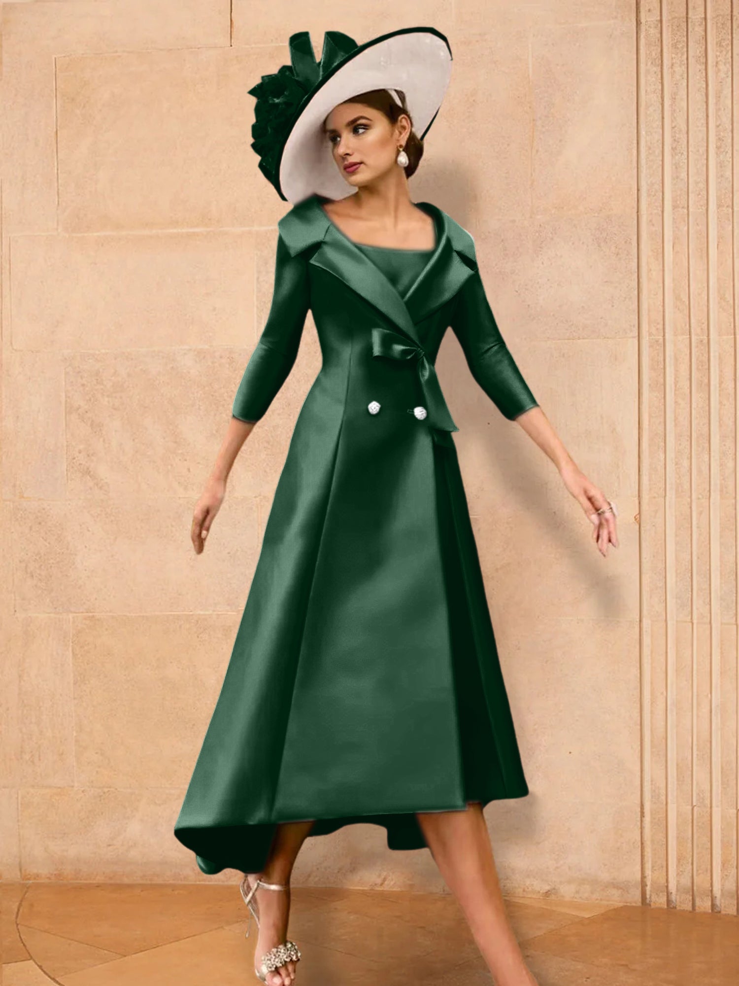 Long-Sleeve A-Line Princess Gown for the Mother of the Bride with Bowknot-27prom
