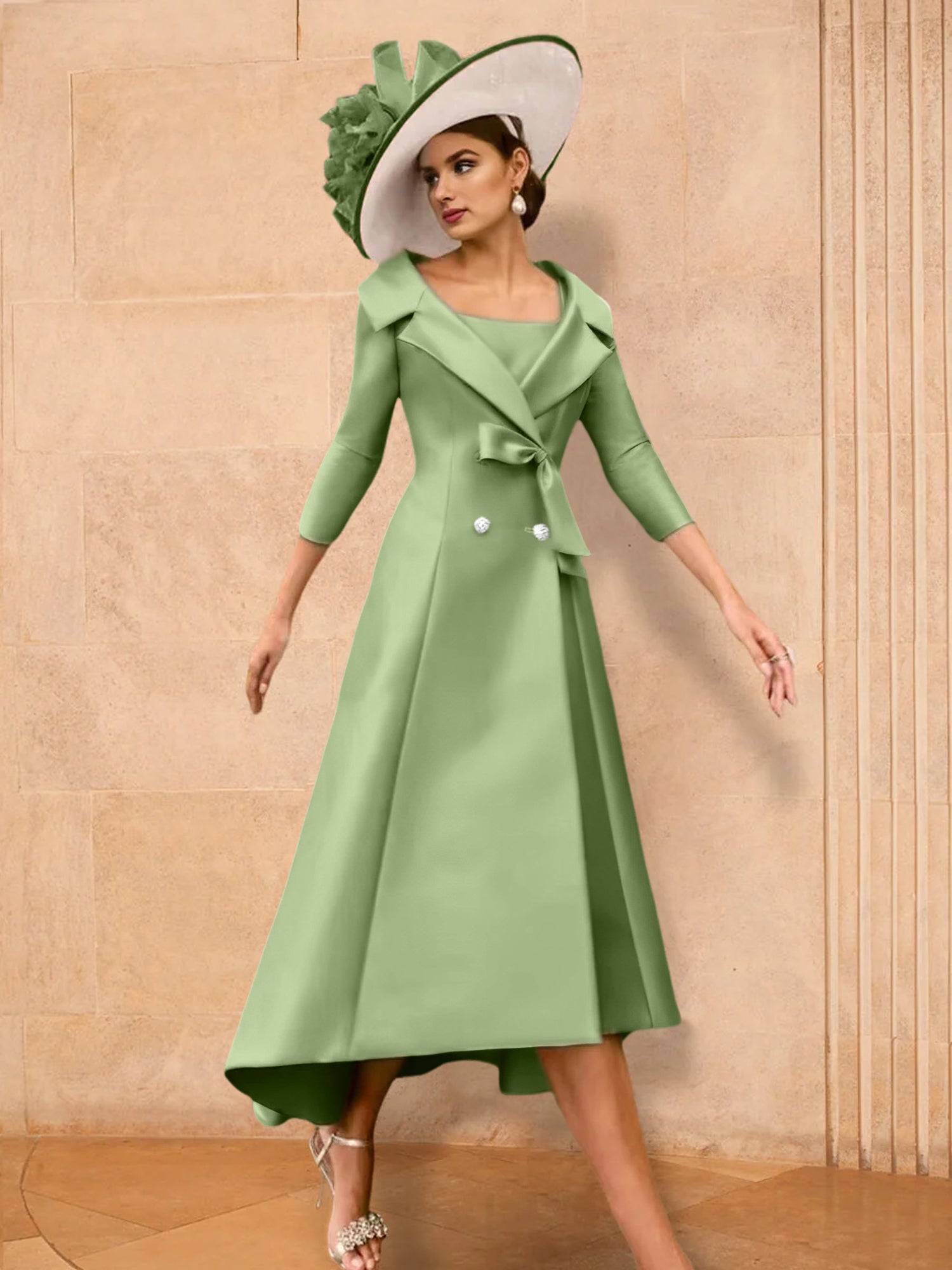 Long-Sleeve A-Line Princess Gown for the Mother of the Bride with Bowknot-27prom