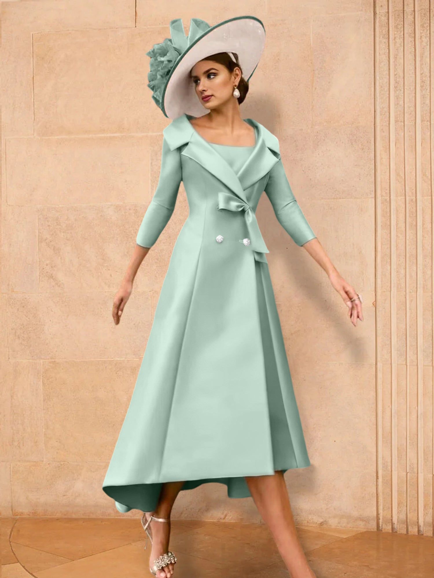 Long-Sleeve A-Line Princess Gown for the Mother of the Bride with Bowknot-27prom