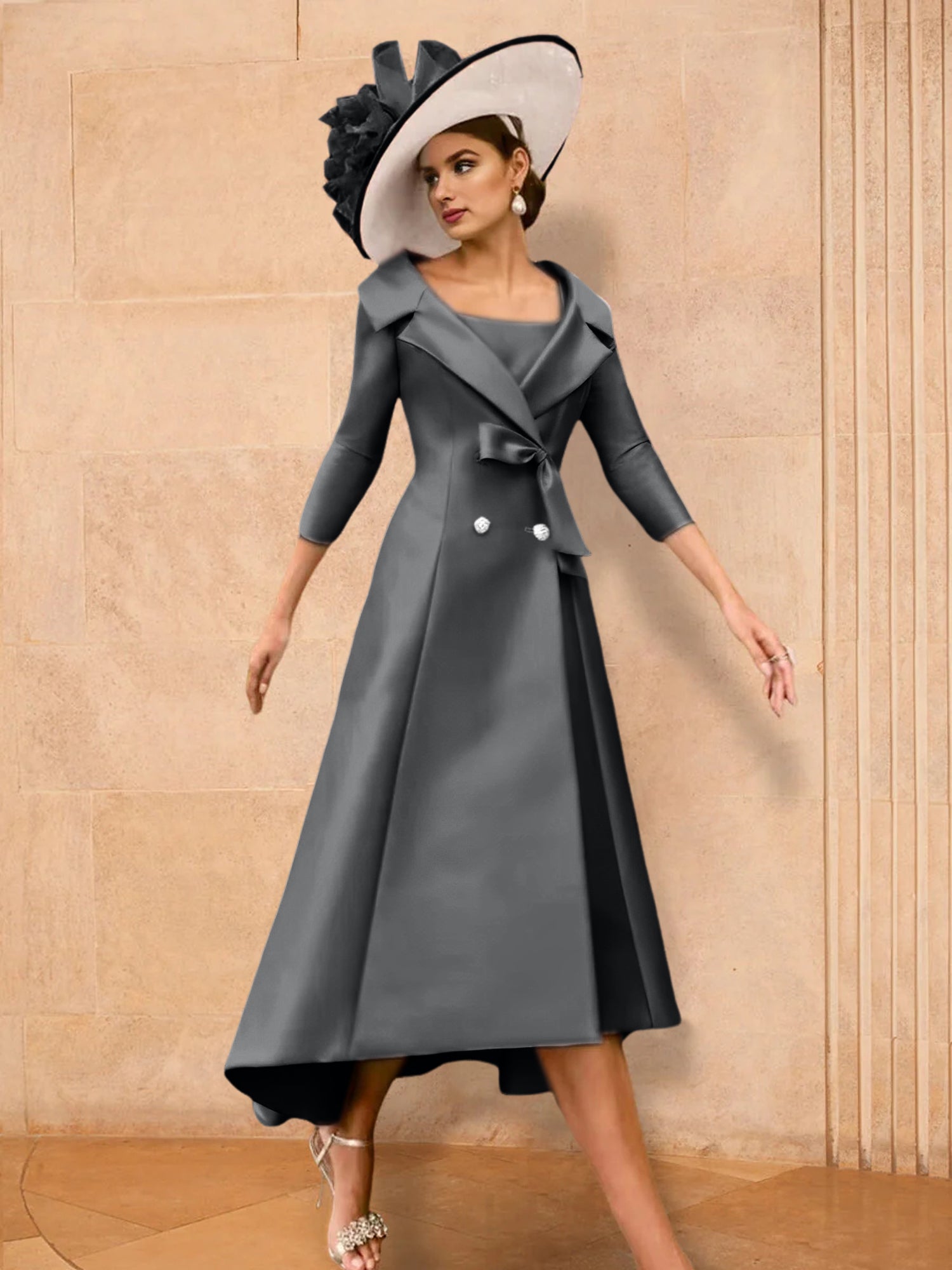Long-Sleeve A-Line Princess Gown for the Mother of the Bride with Bowknot-27prom