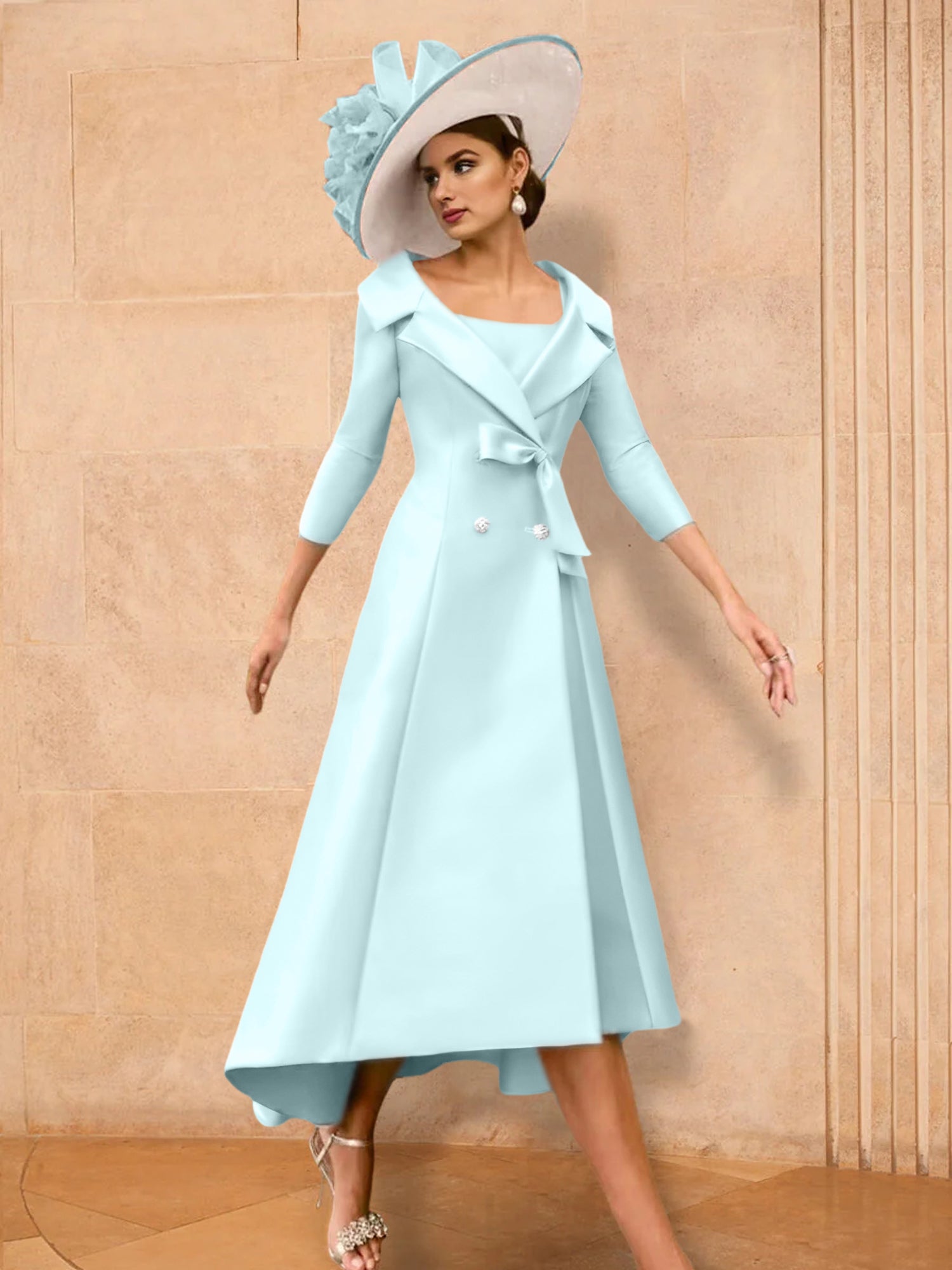 Long-Sleeve A-Line Princess Gown for the Mother of the Bride with Bowknot-27prom