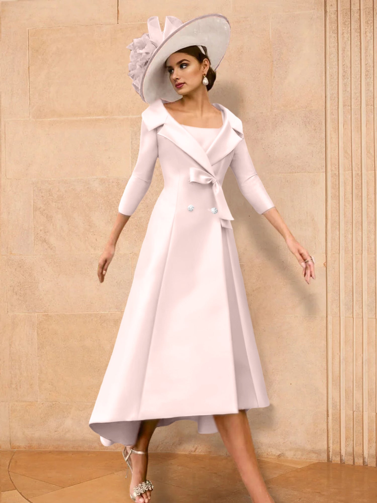 Long-Sleeve A-Line Princess Gown for the Mother of the Bride with Bowknot-27prom