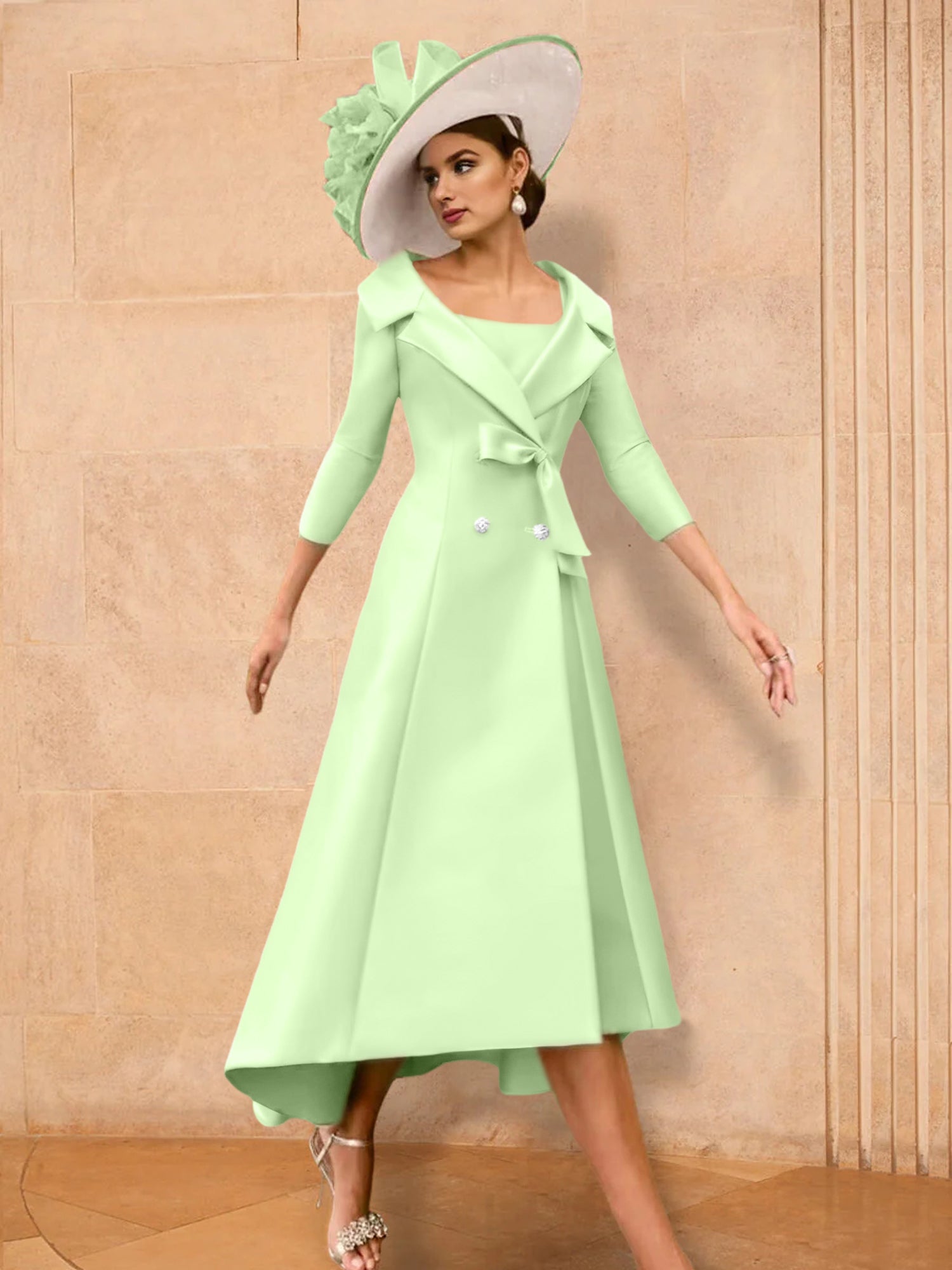 Long-Sleeve A-Line Princess Gown for the Mother of the Bride with Bowknot-27prom