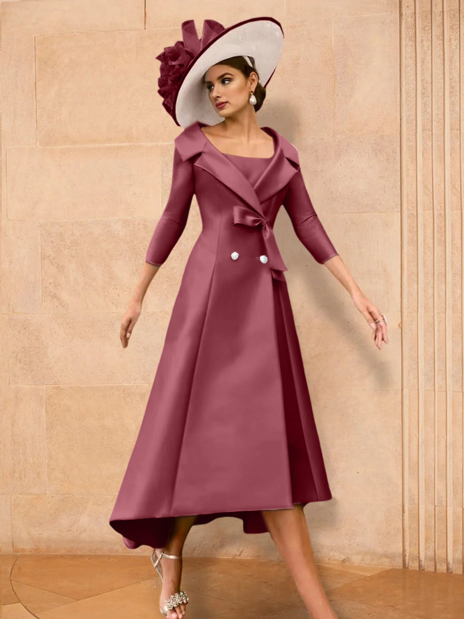 Long-Sleeve A-Line Princess Gown for the Mother of the Bride with Bowknot-27prom