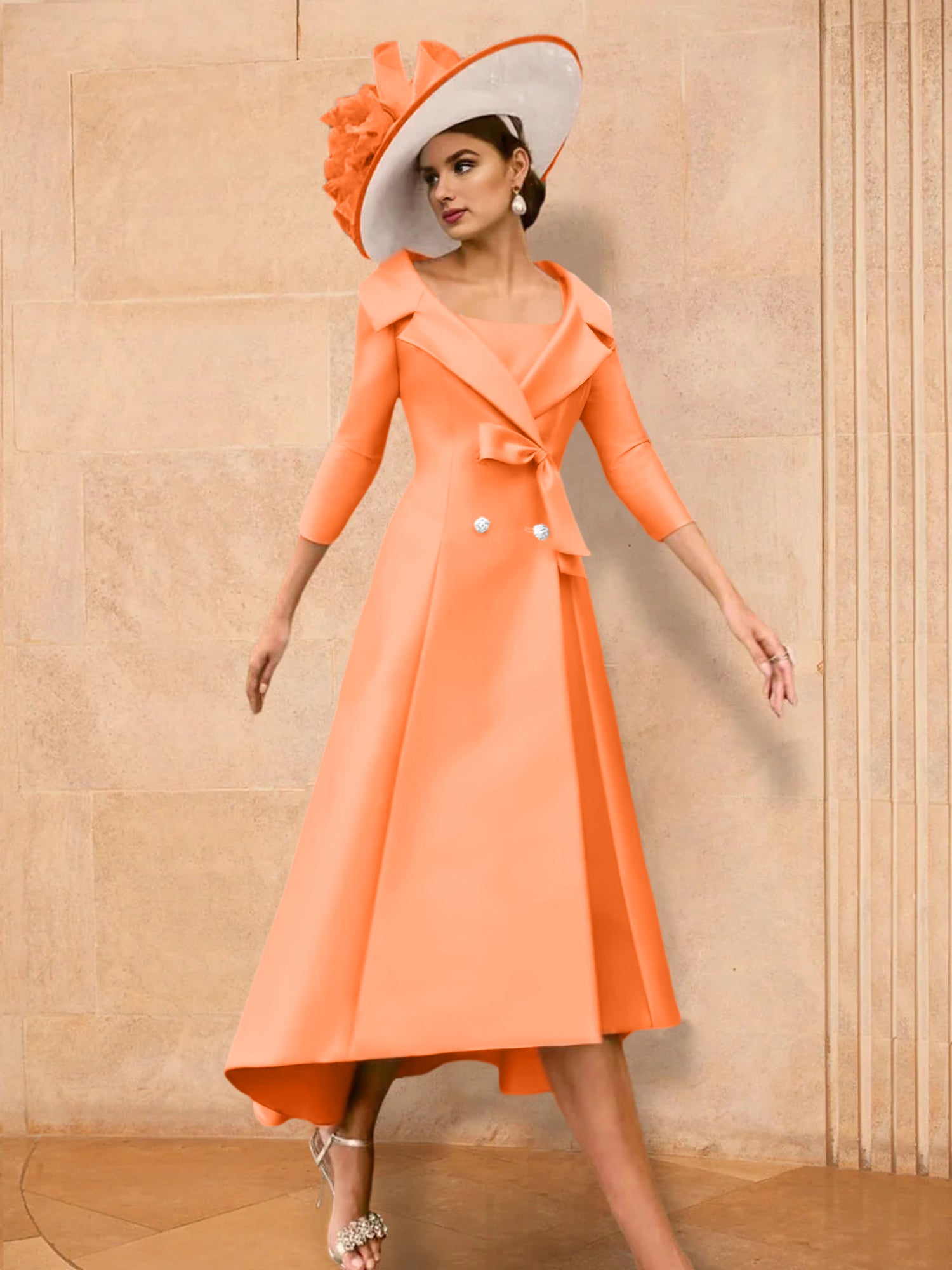 Long-Sleeve A-Line Princess Gown for the Mother of the Bride with Bowknot-27prom