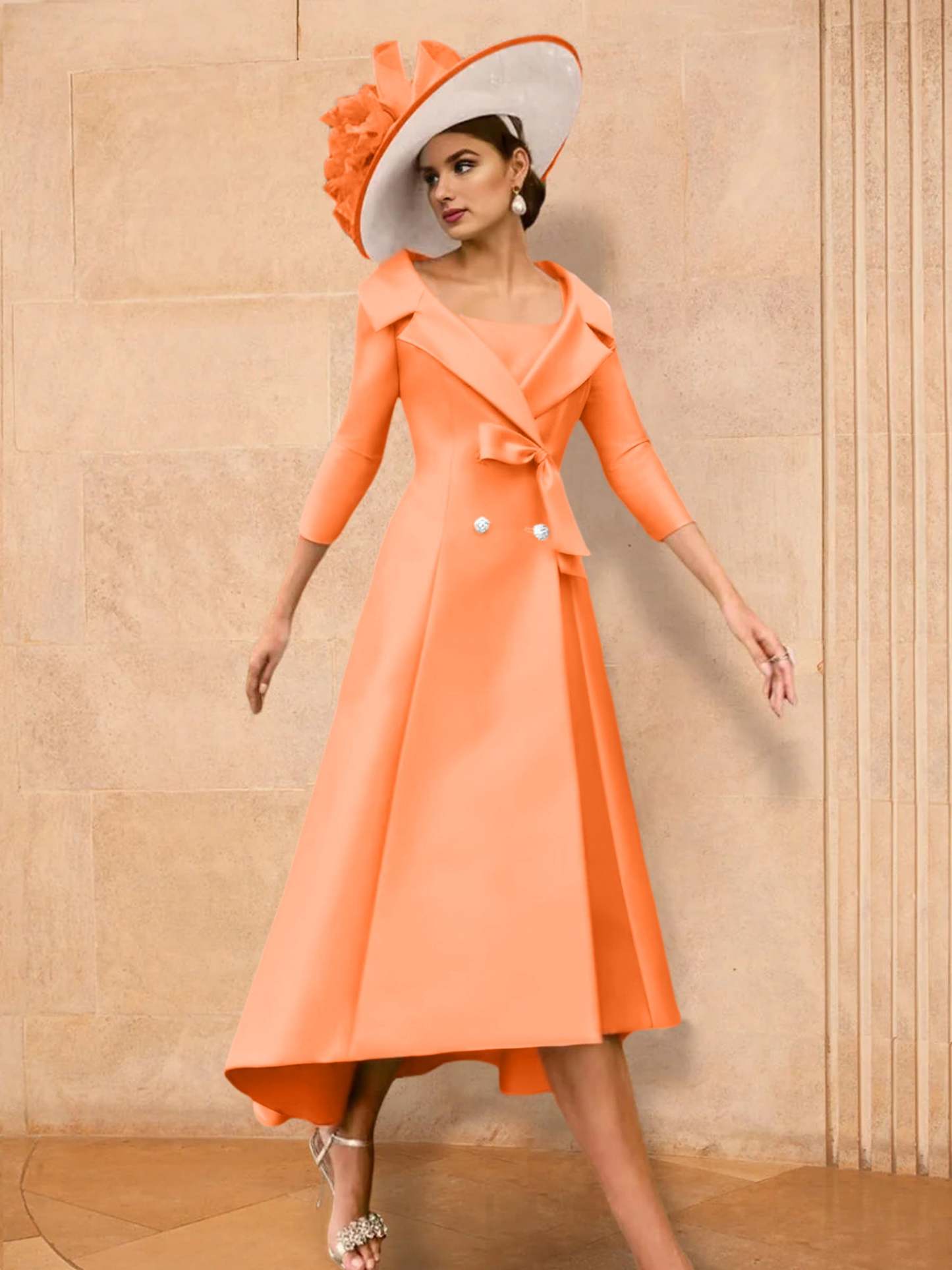 Long-Sleeve A-Line Princess Gown for the Mother of the Bride with Bowknot-27prom