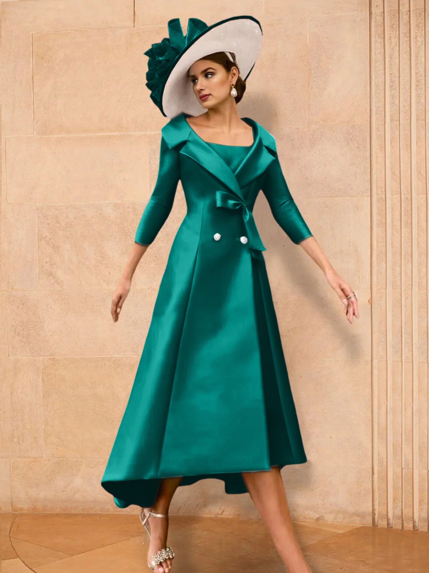 Long-Sleeve A-Line Princess Gown for the Mother of the Bride with Bowknot-27prom