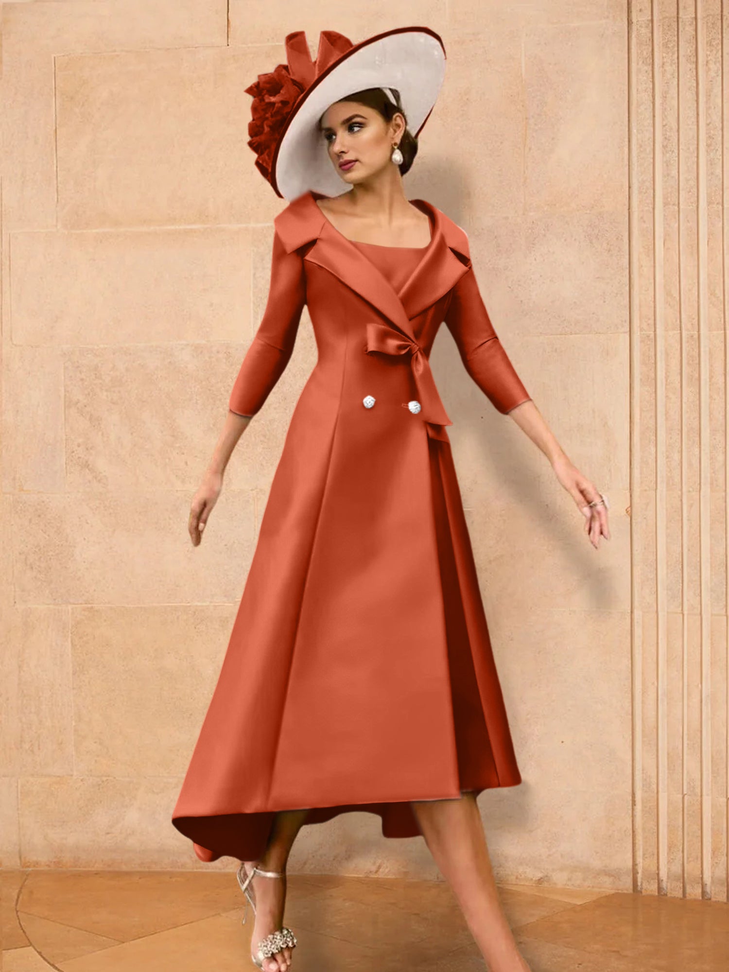Long-Sleeve A-Line Princess Gown for the Mother of the Bride with Bowknot-27prom