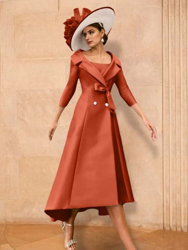Long-Sleeve A-Line Princess Gown for the Mother of the Bride with Bowknot-27prom
