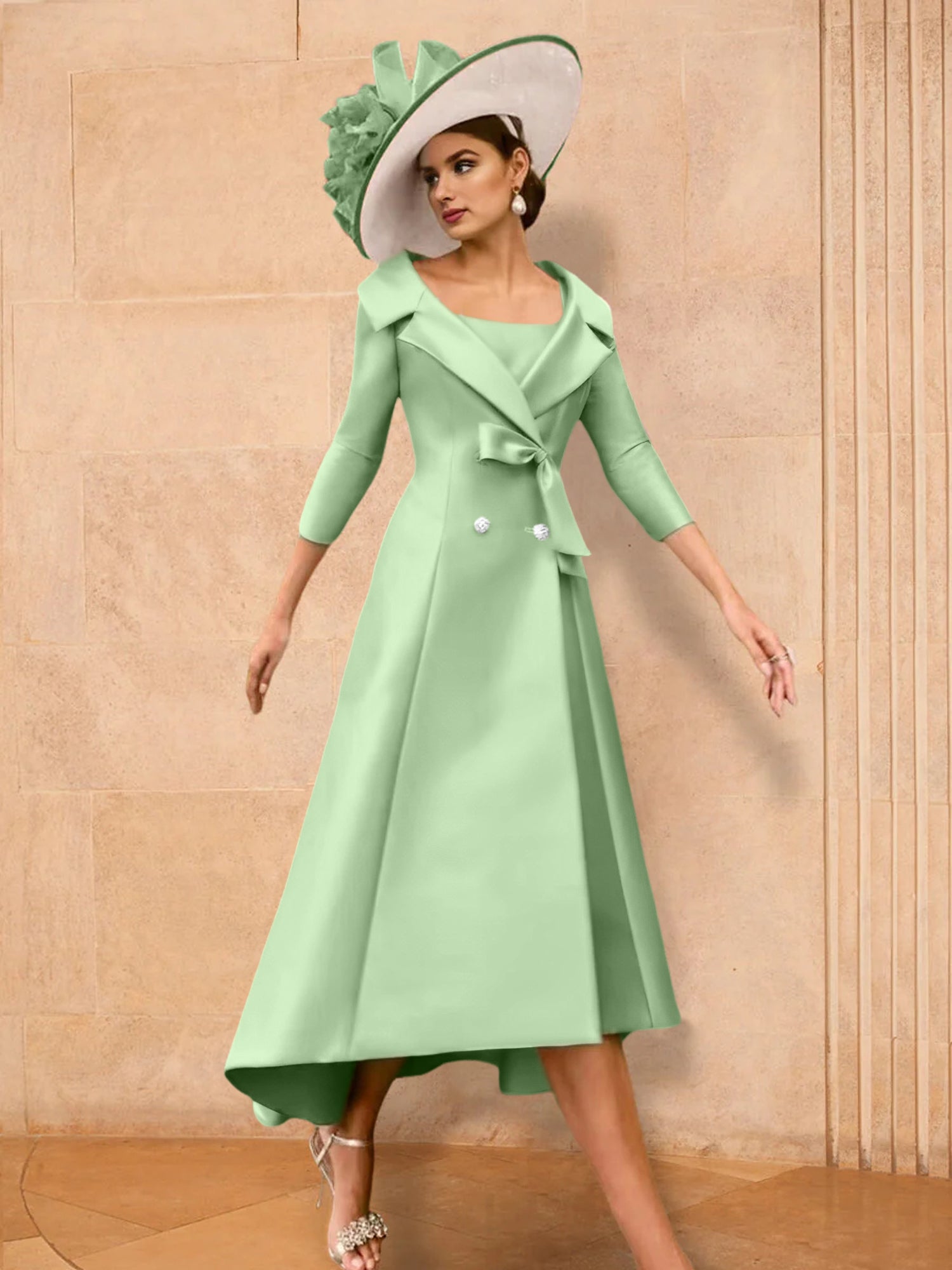Long-Sleeve A-Line Princess Gown for the Mother of the Bride with Bowknot-27prom