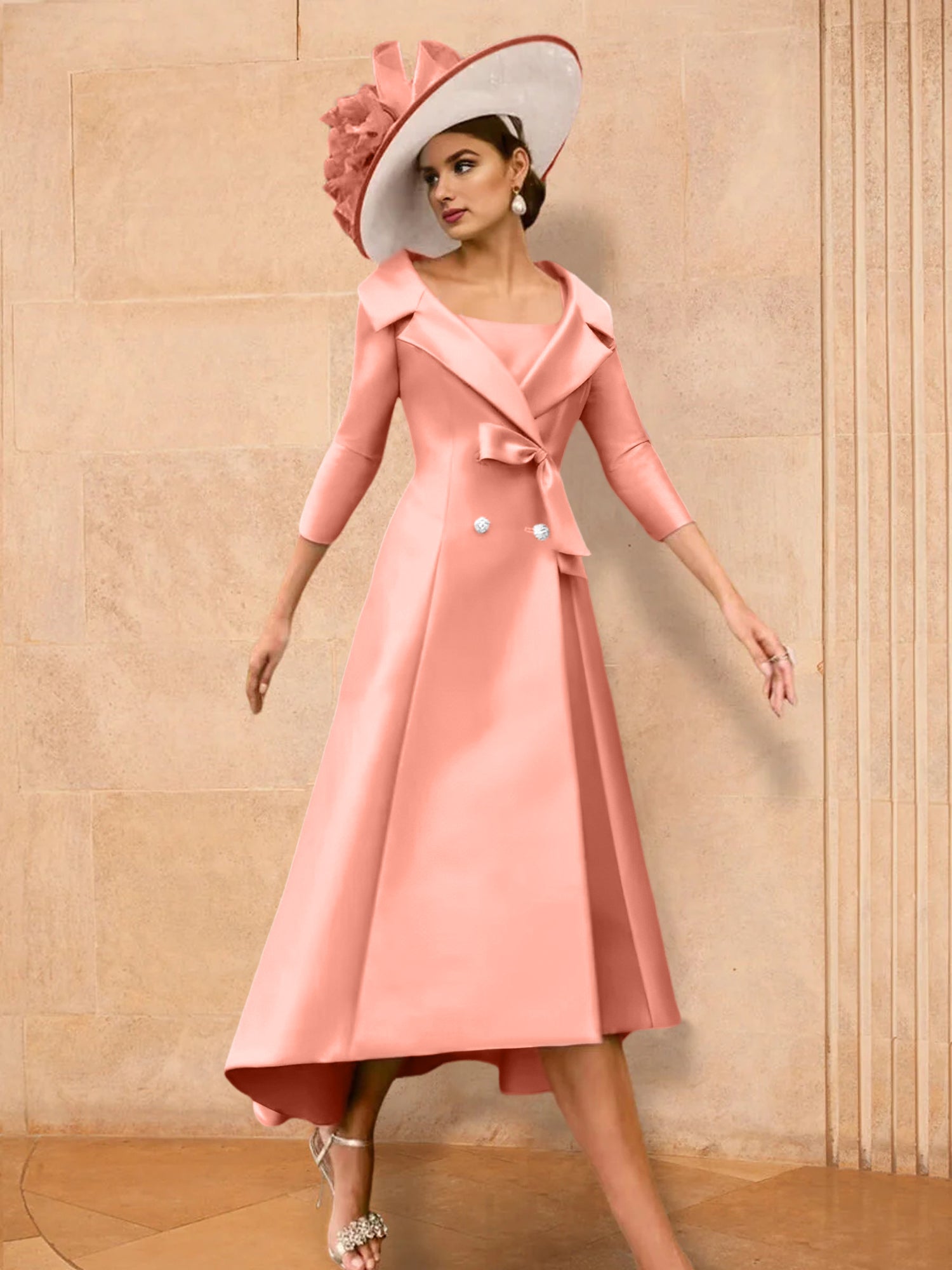 Long-Sleeve A-Line Princess Gown for the Mother of the Bride with Bowknot-27prom