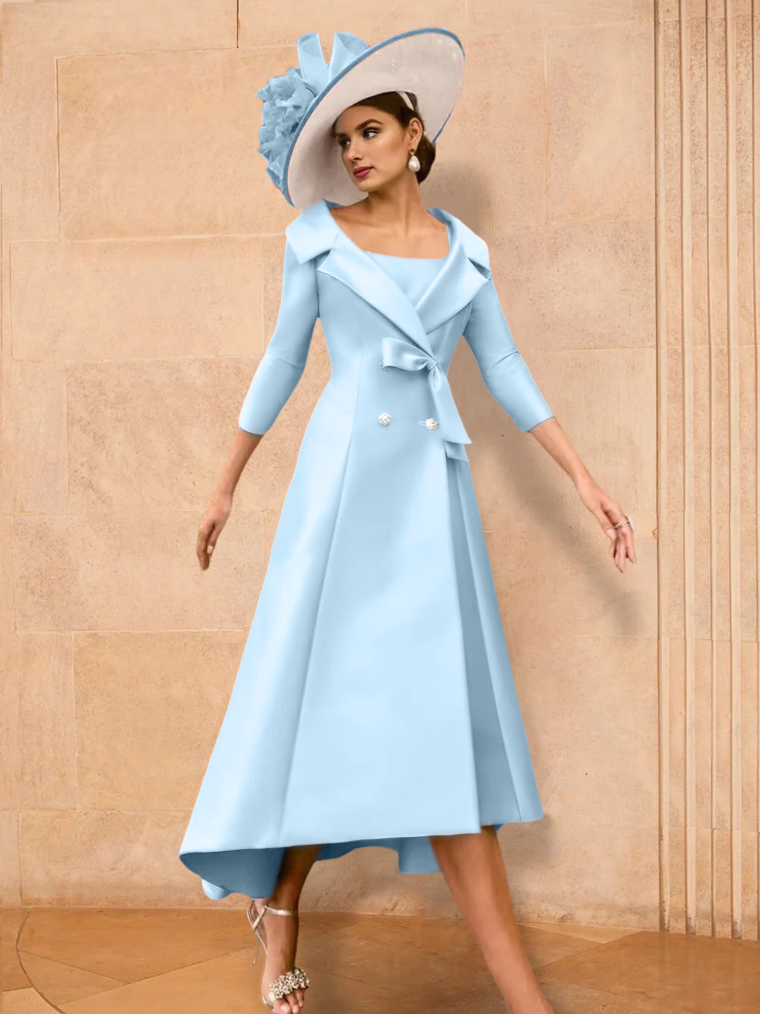 Long-Sleeve A-Line Princess Gown for the Mother of the Bride with Bowknot-27prom