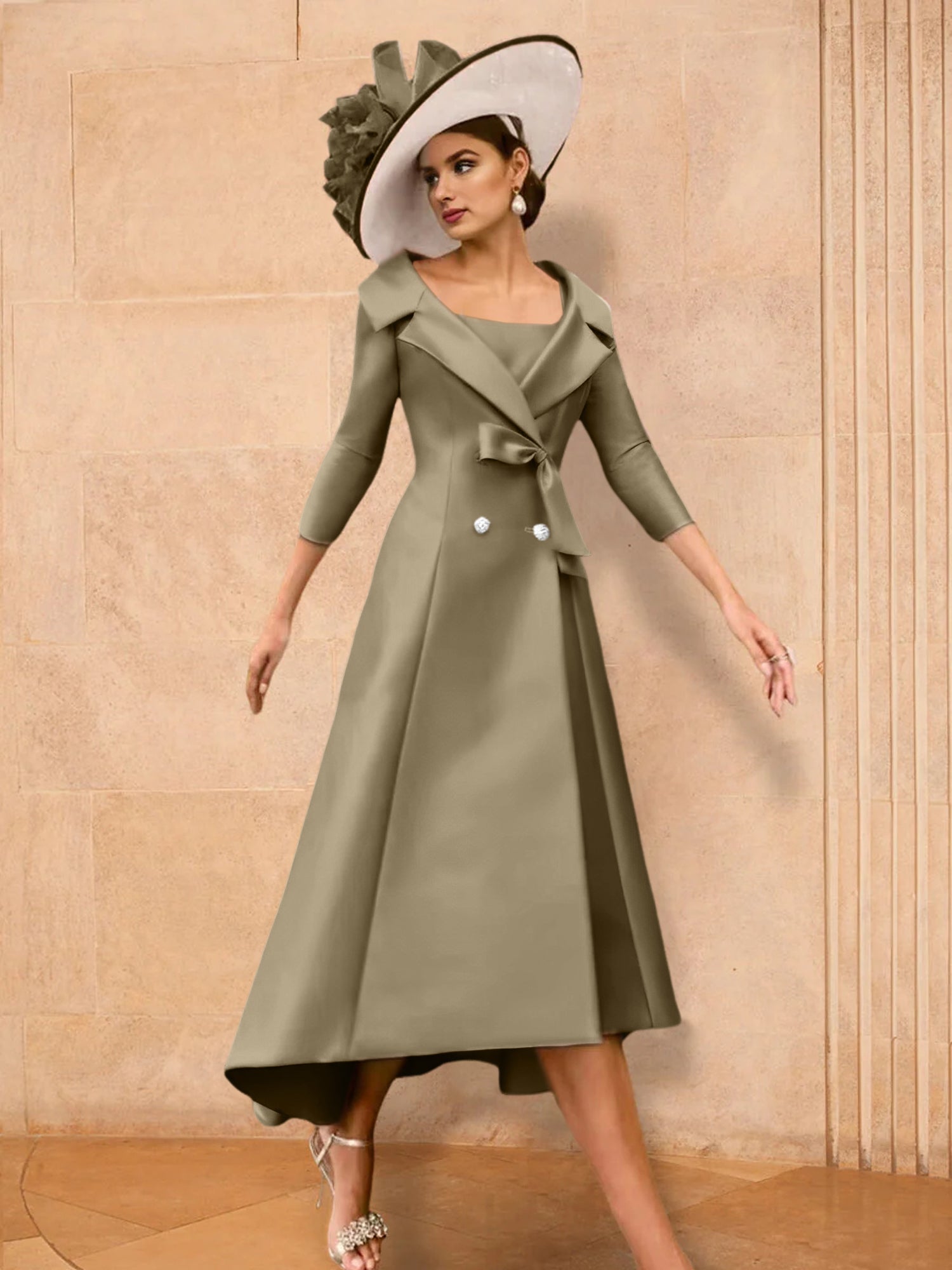 Long-Sleeve A-Line Princess Gown for the Mother of the Bride with Bowknot-27prom