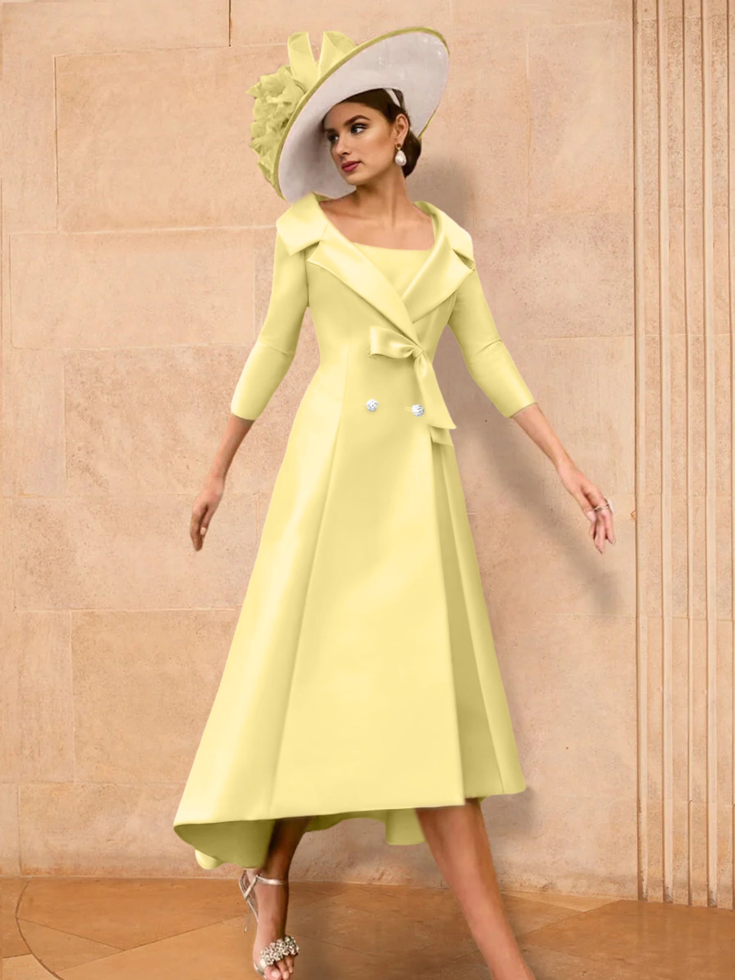Long-Sleeve A-Line Princess Gown for the Mother of the Bride with Bowknot-27prom