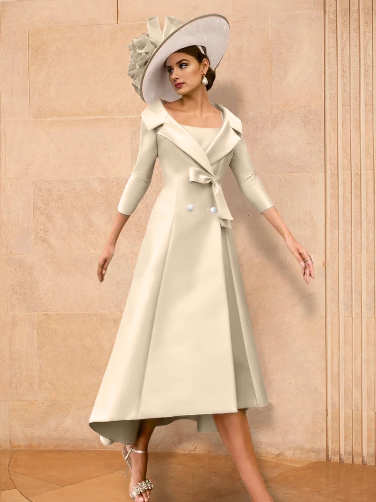 Long-Sleeve A-Line Princess Gown for the Mother of the Bride with Bowknot-27prom