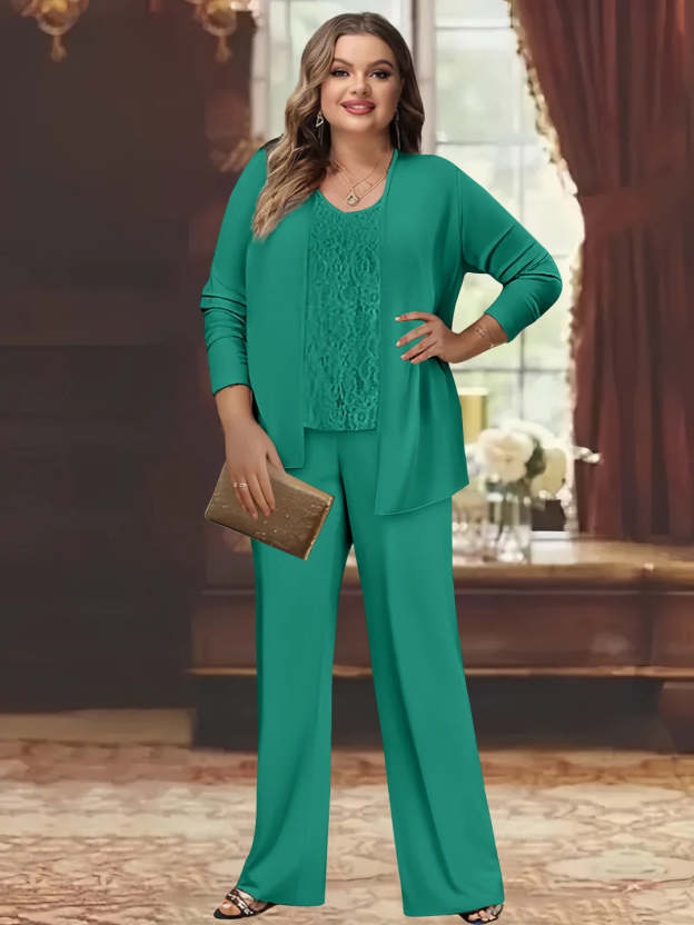 Plus Size Chiffon Pantsuits with Jacket for the Mother of the Bride