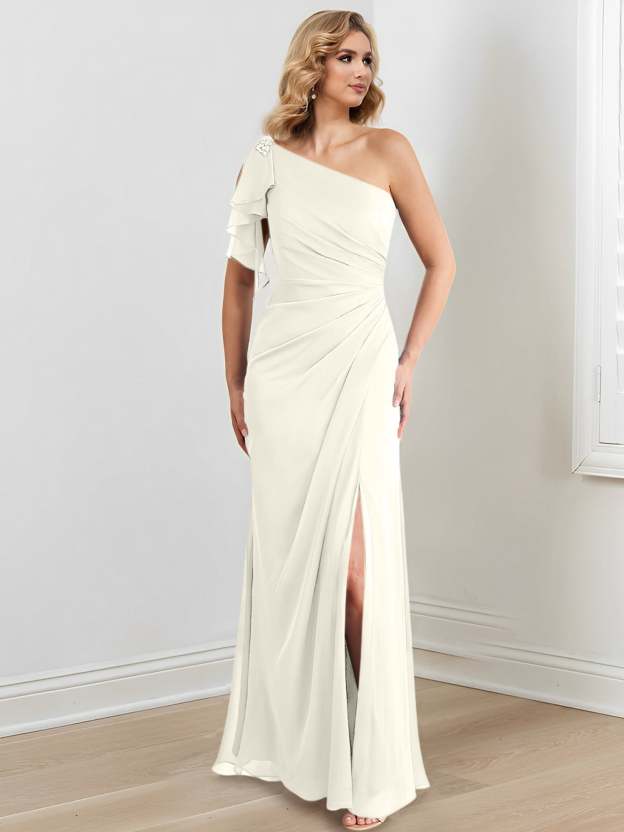 One-Shoulder Floor-Length Sheath/Column Gown for the Mother of the Bride-27prom