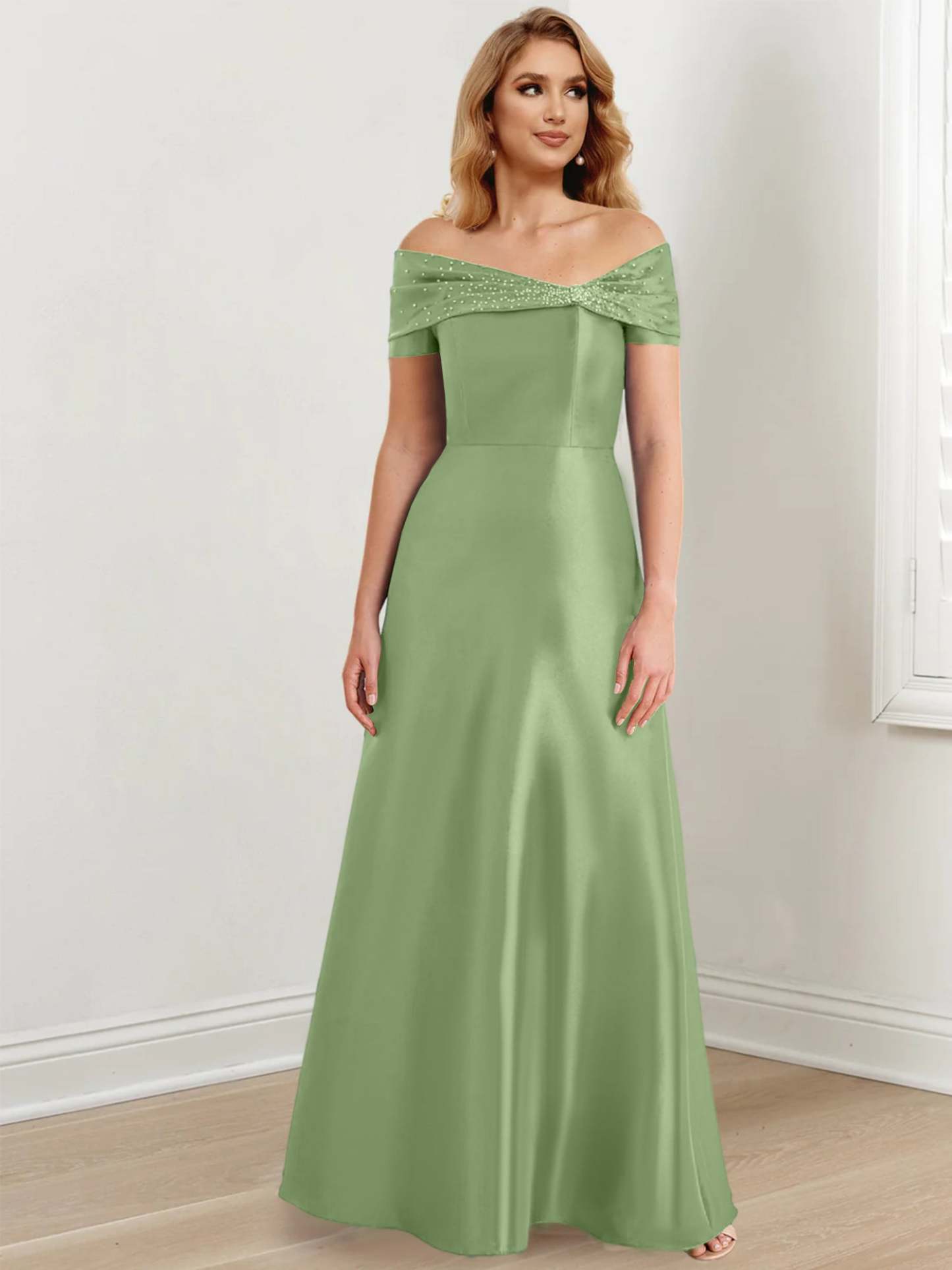 Floor-Length Off-the-Shoulder Mother of the Bride A-Line/Princess Dresses-27prom