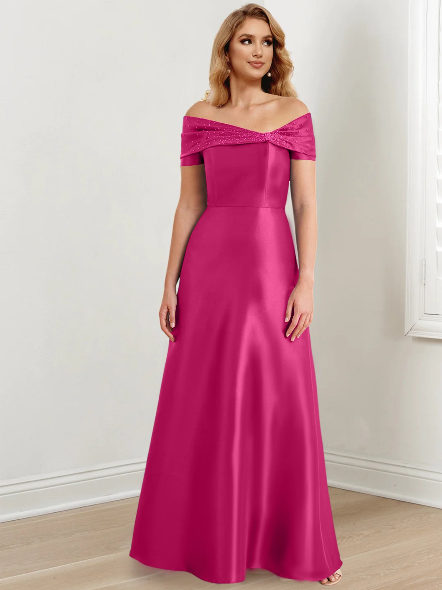 Floor-Length Off-the-Shoulder Mother of the Bride A-Line/Princess Dresses-27prom