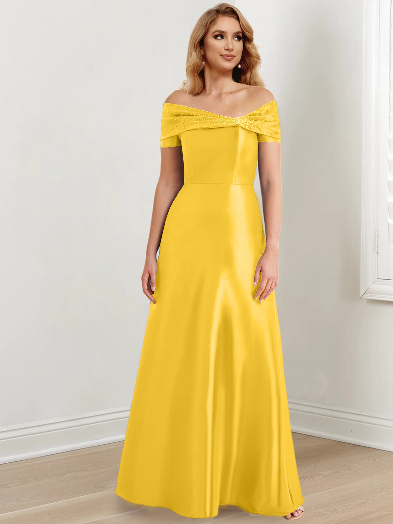 Floor-Length Off-the-Shoulder Mother of the Bride A-Line/Princess Dresses-27prom